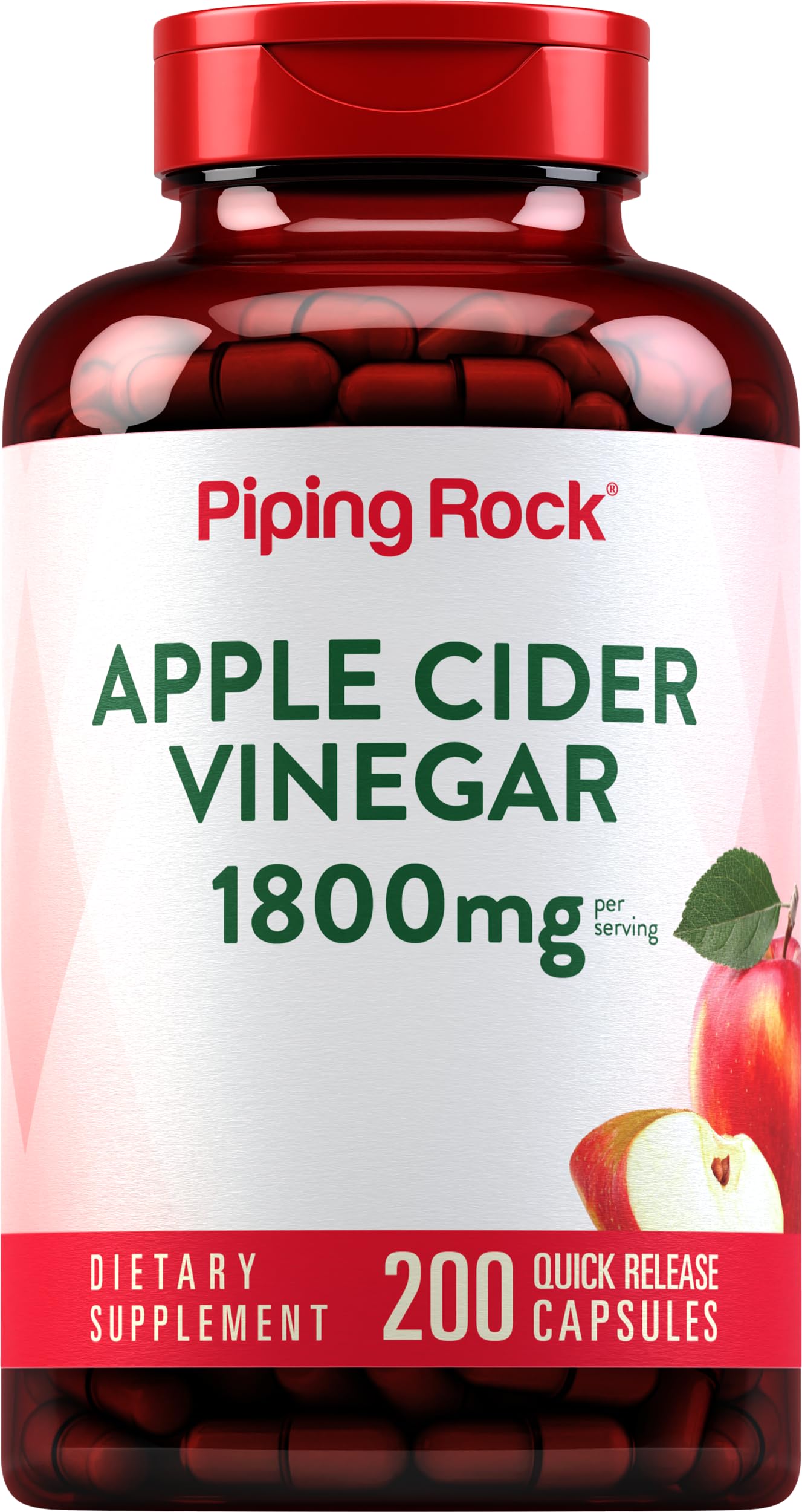 Piping Rock front packaging showing bottle and 200 capsules, convenient supply