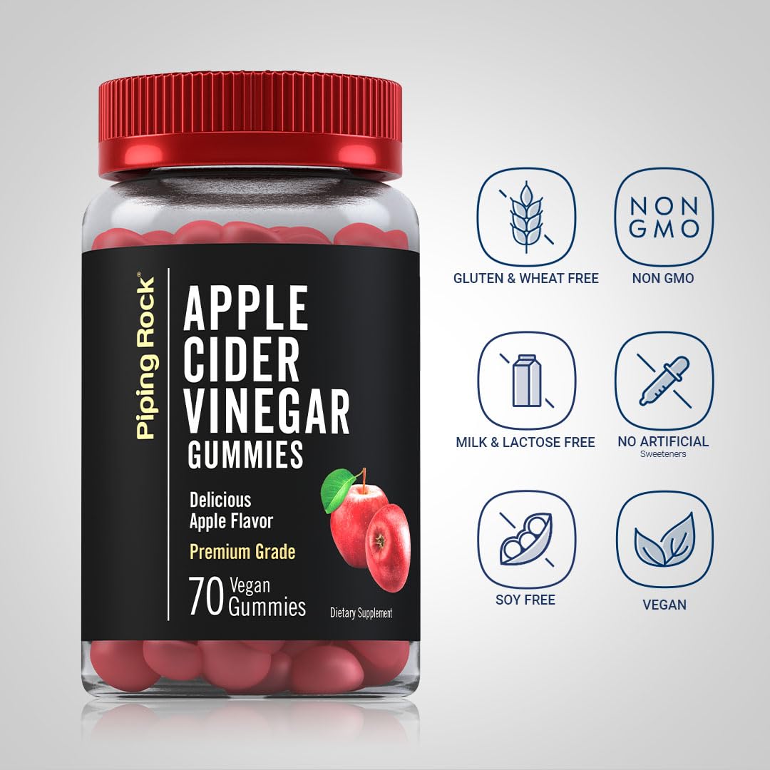Piping Rock close-up gummy texture highlighting chewable apple flavor