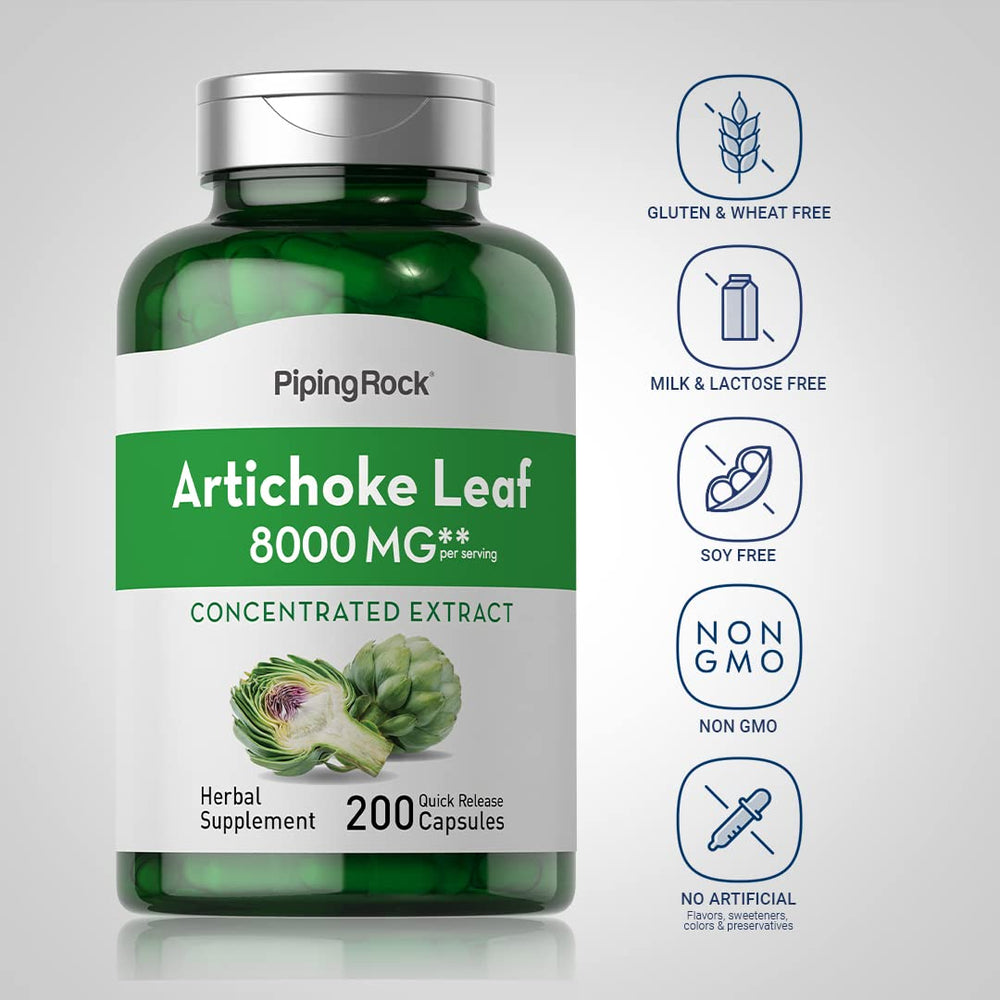Piping Rock bottle open beside capsules to show scale and long 200-pill supply