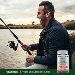 Piping Rock gummies on kitchen counter with water, practical daily use shown