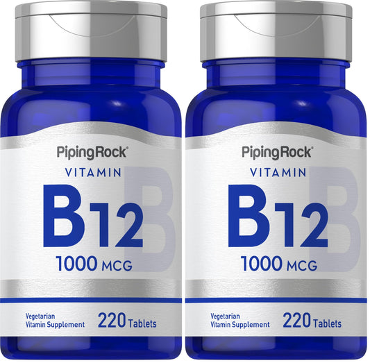 Front view of Piping Rock Vitamin B12 1000 mcg pack of 2