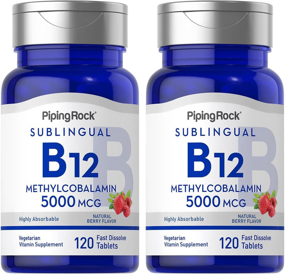 Piping Rock B12 Vitamin 5000 mcg bottle with 120 tablets