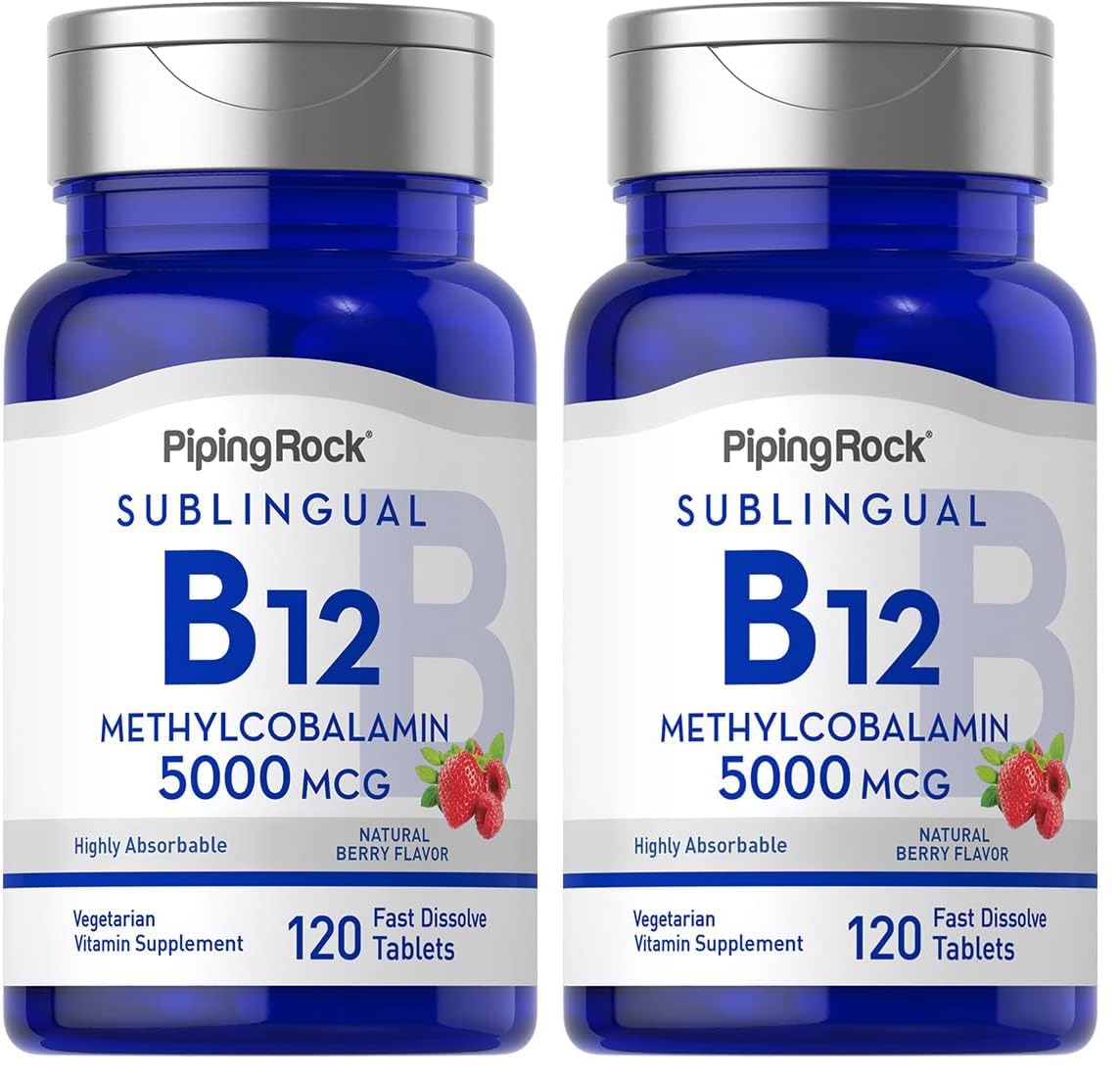 Piping Rock B12 Vitamin 5000 mcg bottle with 120 tablets
