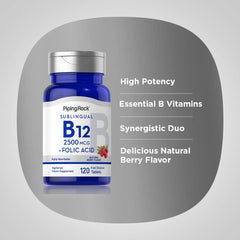 Product label for Piping Rock B12 Sublingual 2500 mcg Berry Flavor