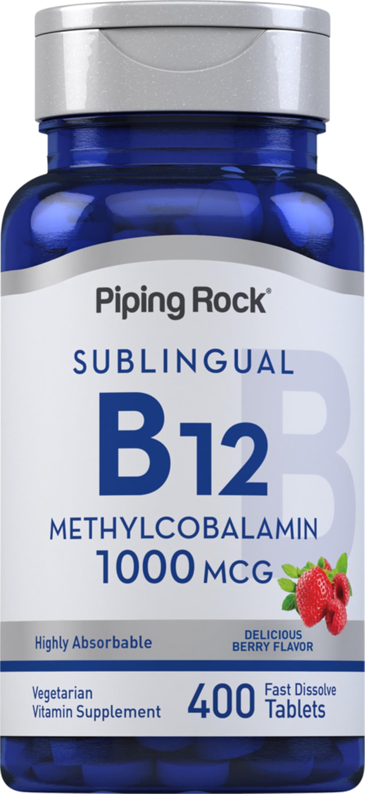 Piping Rock Vitamin B12 Sublingual Berry tablets bottle label