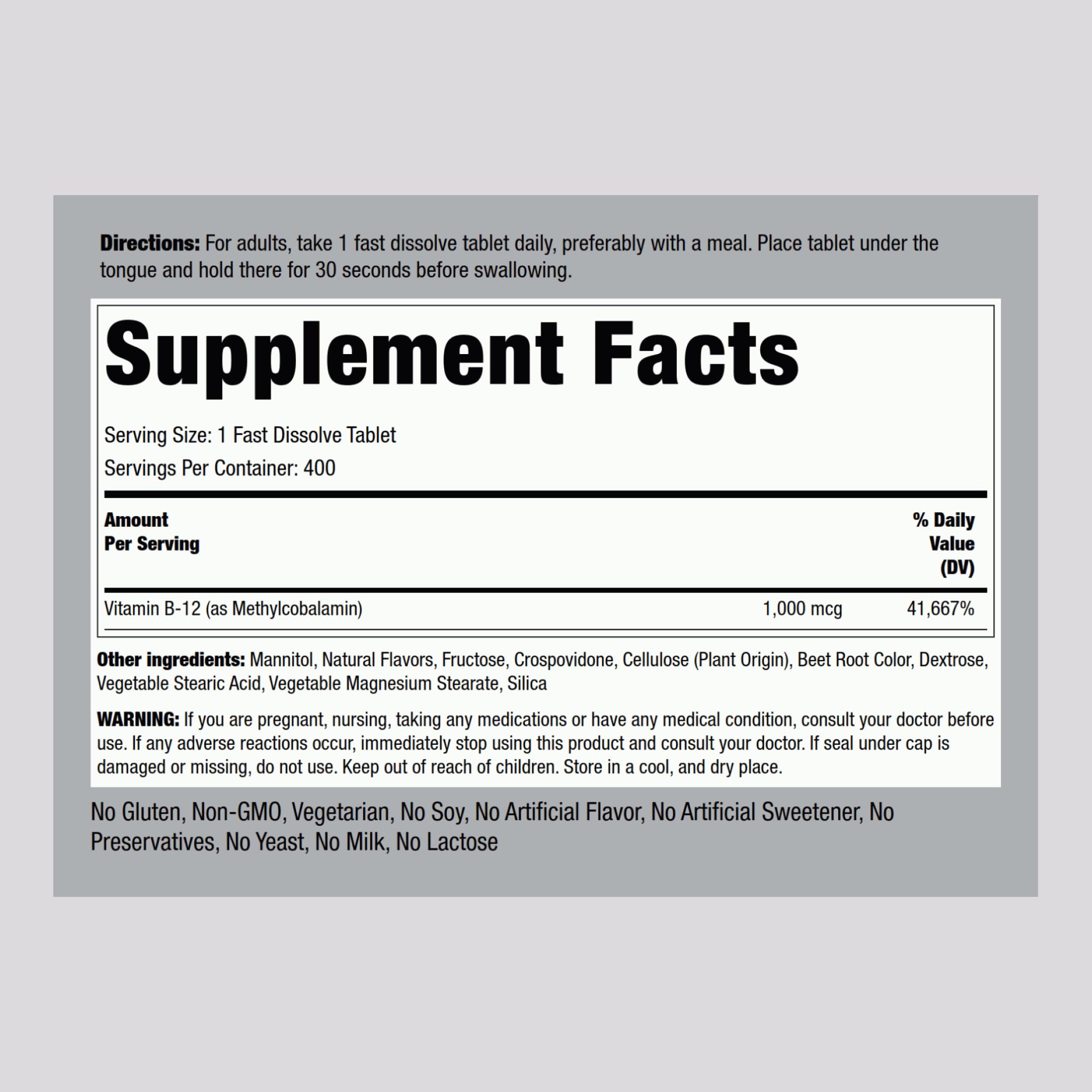 Close-up of berry-flavored B12 sublingual tablet