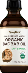 Piping Rock baobab oil front packaging showing label and organic seal for confidence