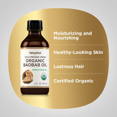 Piping Rock baobab oil being smoothed through hair for improved shine and manageability