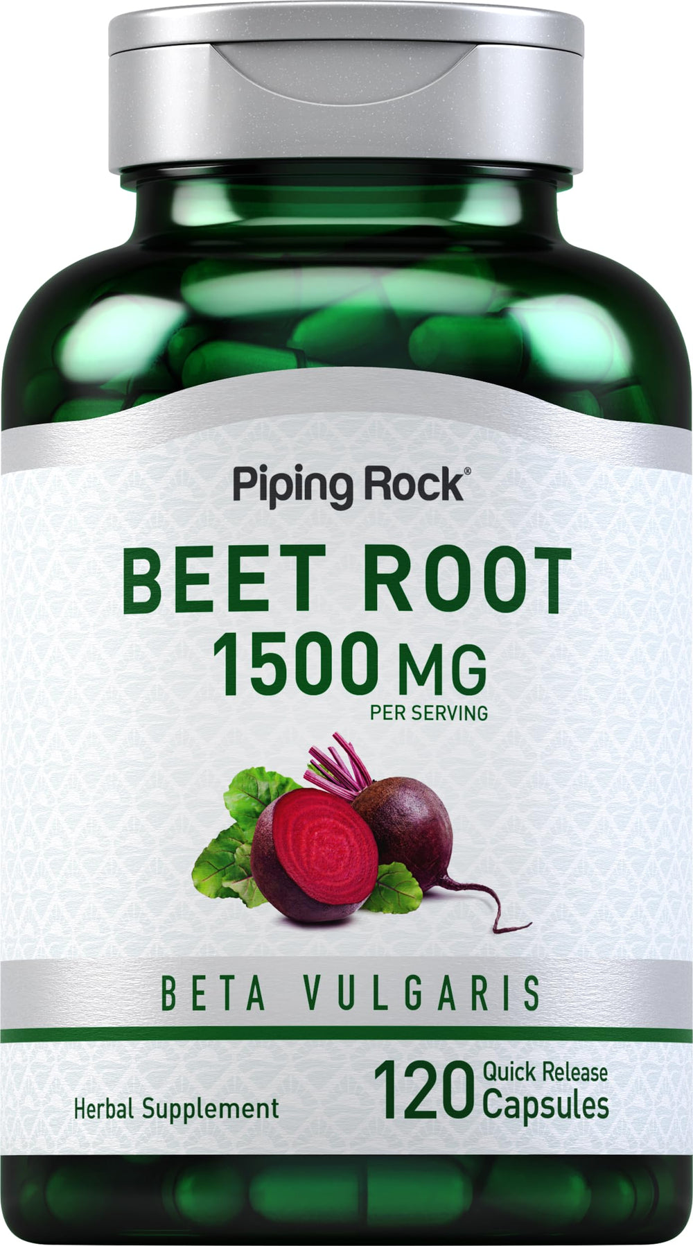 Front view of Piping Rock Beet Root Capsules bottle