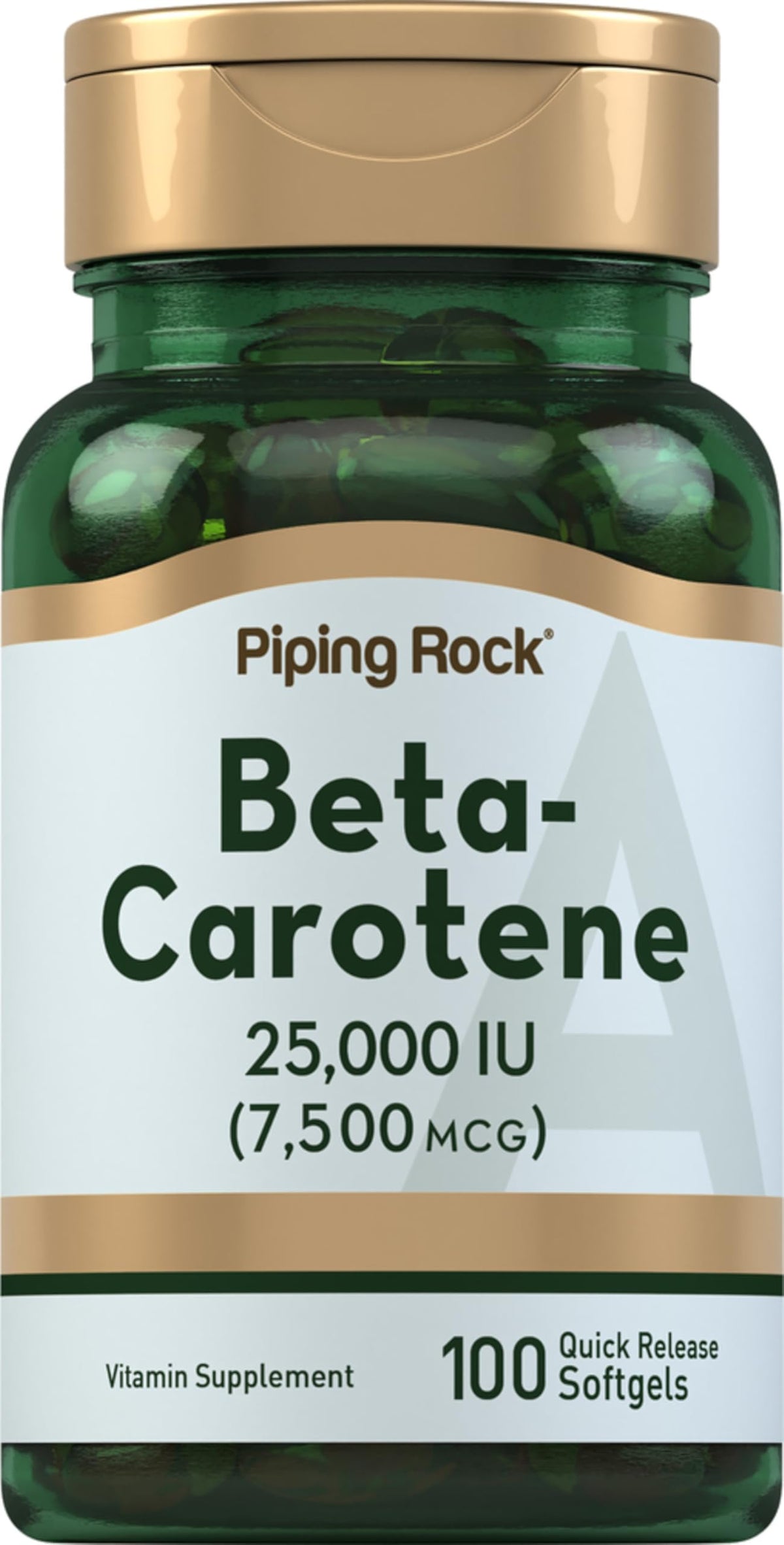 Piping Rock Beta Carotene 25,000 IU softgels bottle