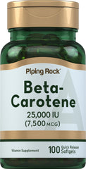 Piping Rock Beta Carotene 25,000 IU softgels bottle
