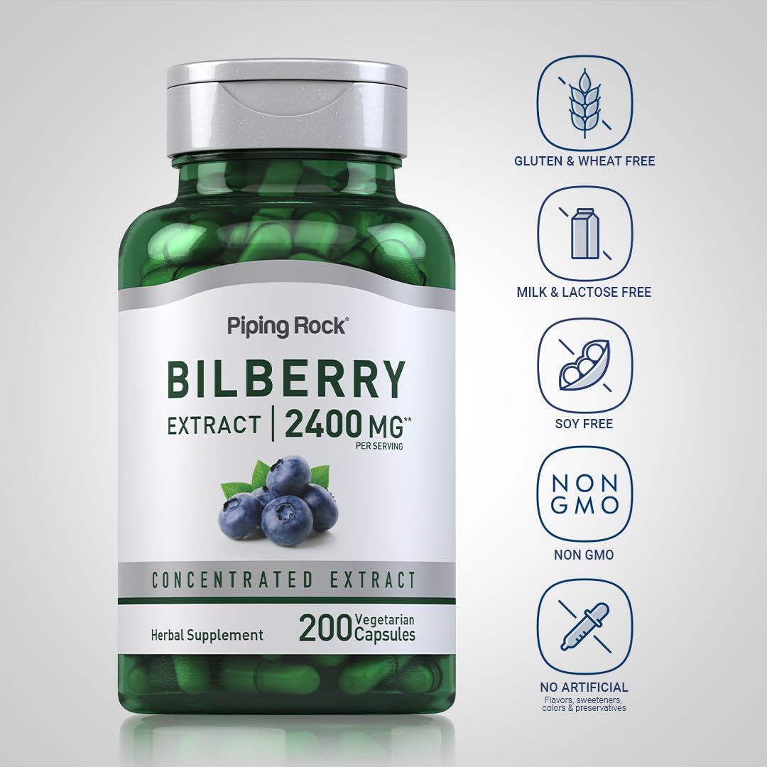 Piping Rock bilberry extract powder texture in spoon highlighting concentrated form