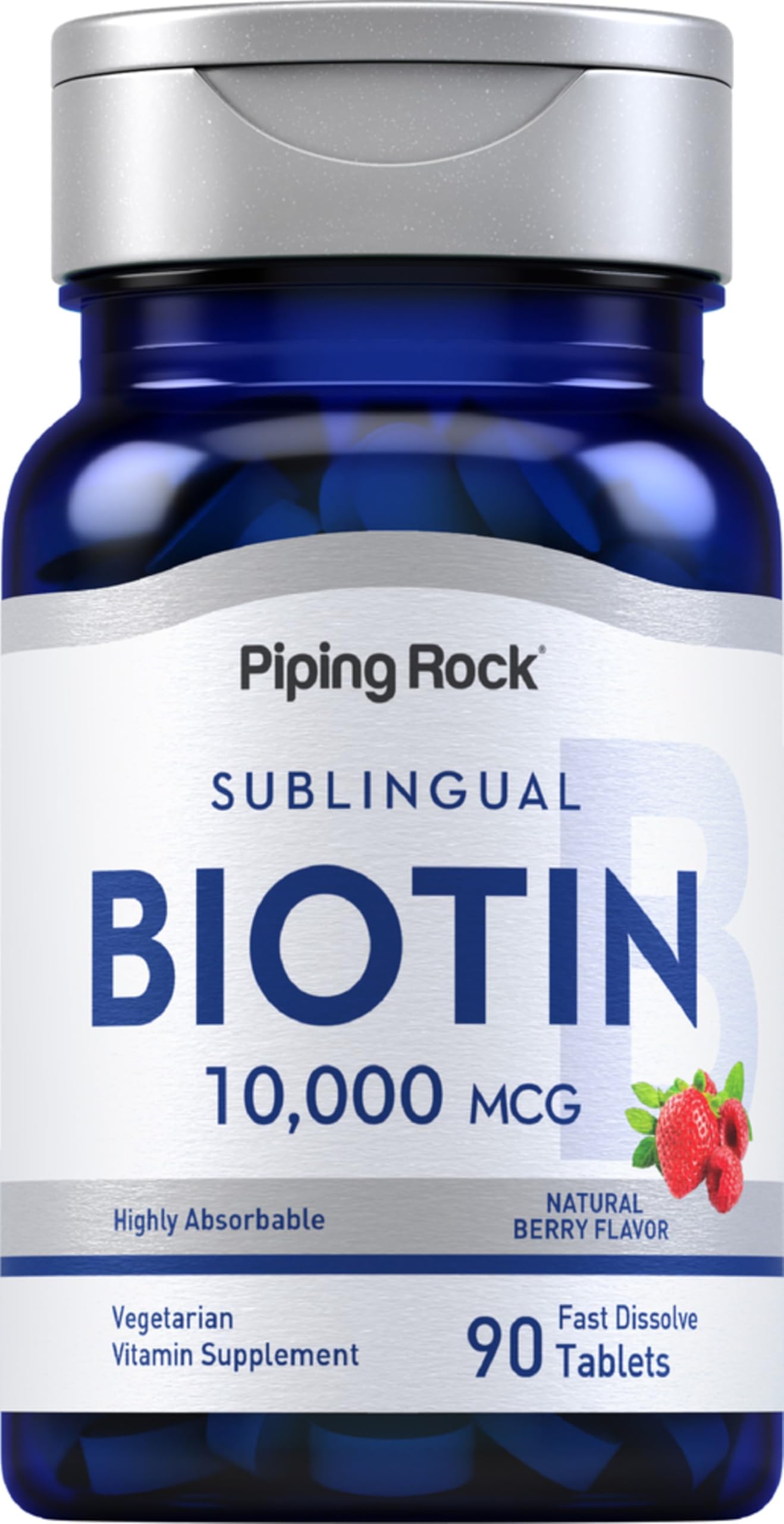 Piping Rock bottle front view showing product and count for quick identification and convenience