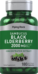 Front view of Piping Rock Black Elderberry Capsules bottle, 180 count