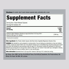 Packaging of Piping Rock Black Elderberry Capsules with label