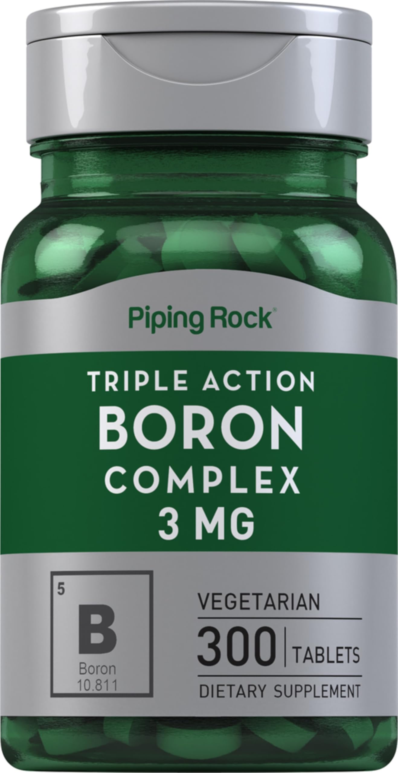 Piping Rock front bottle view showing clear label and tablet count for convenience