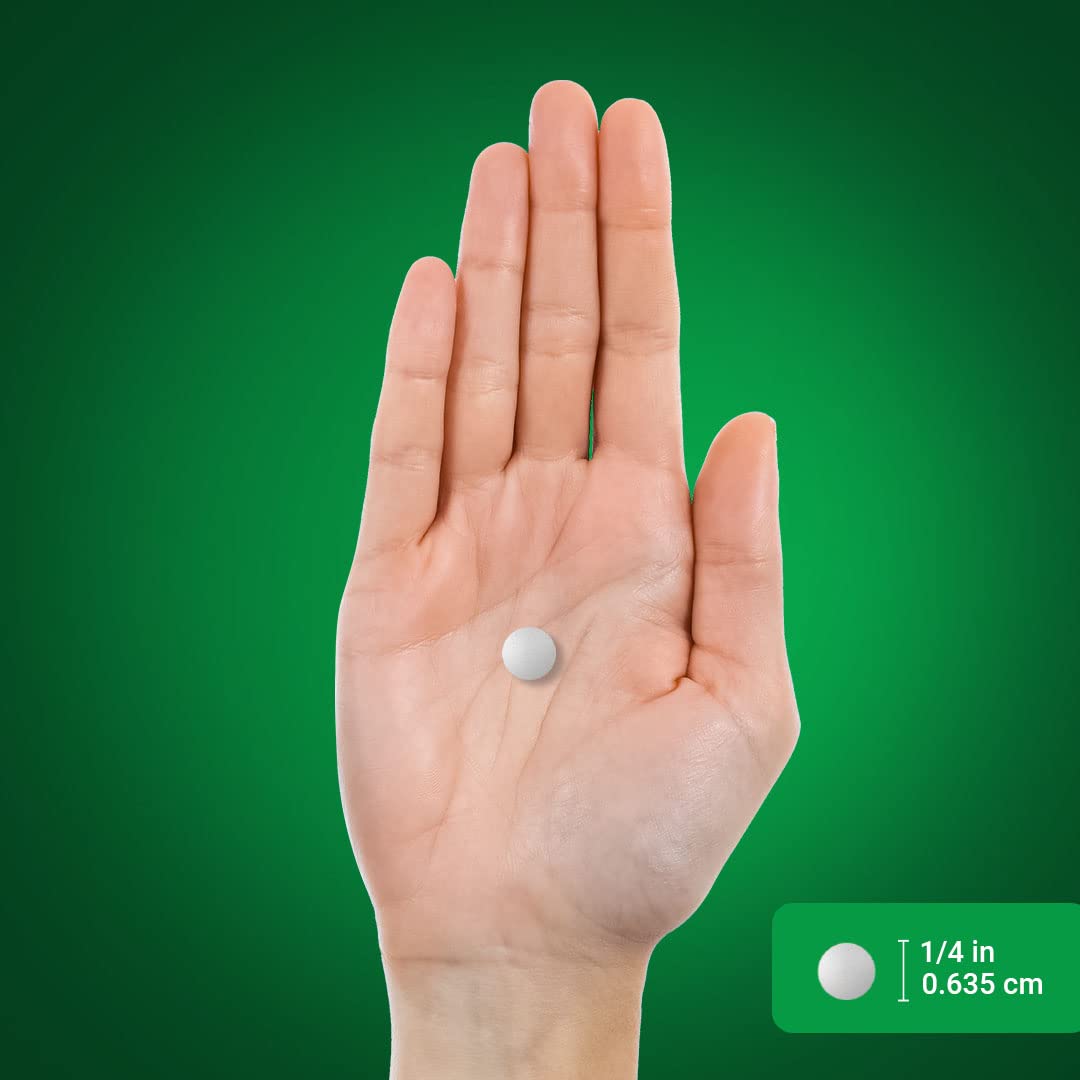 Piping Rock tablets beside a ruler for size and scale comparison, aiding portion clarity