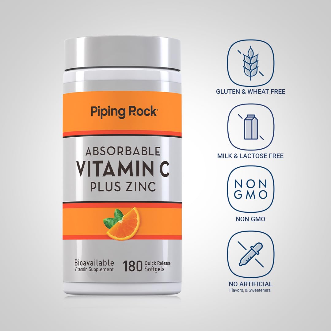 Piping Rock bottle with cap removed revealing softgels and benefit of high-count convenience