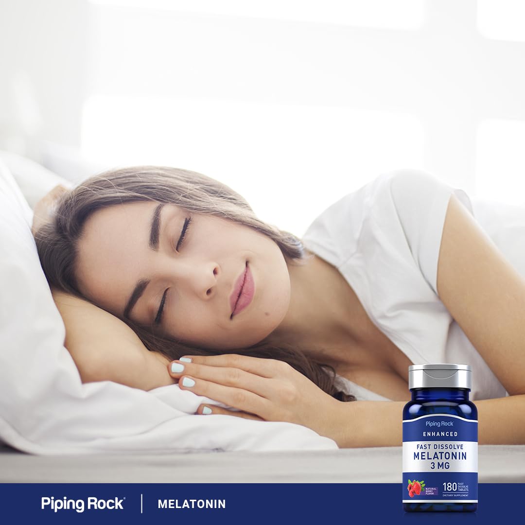 Piping Rock bottle on a nightstand illustrating bedside accessibility and routine use