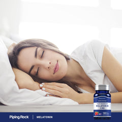 Piping Rock bottle on a nightstand illustrating bedside accessibility and routine use