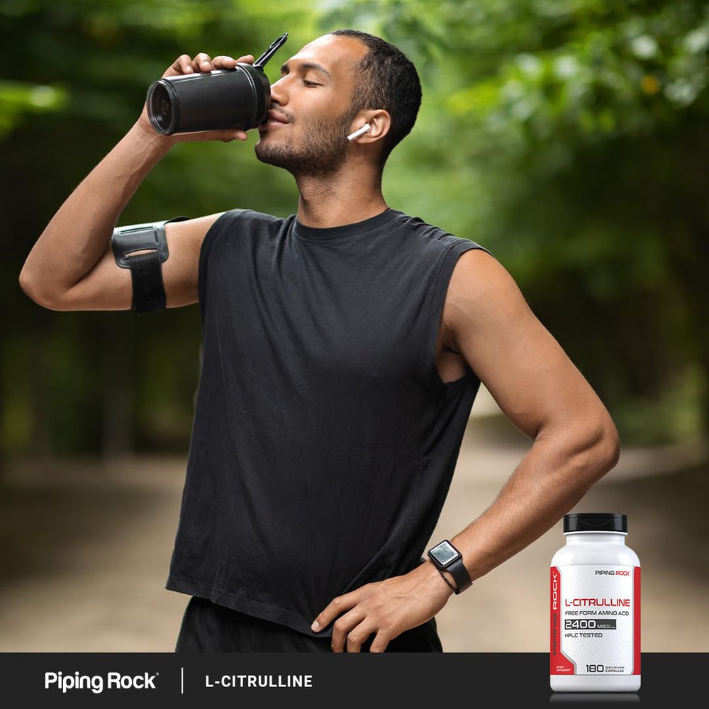 Piping Rock bottle beside shaker demonstrating integration into daily supplements