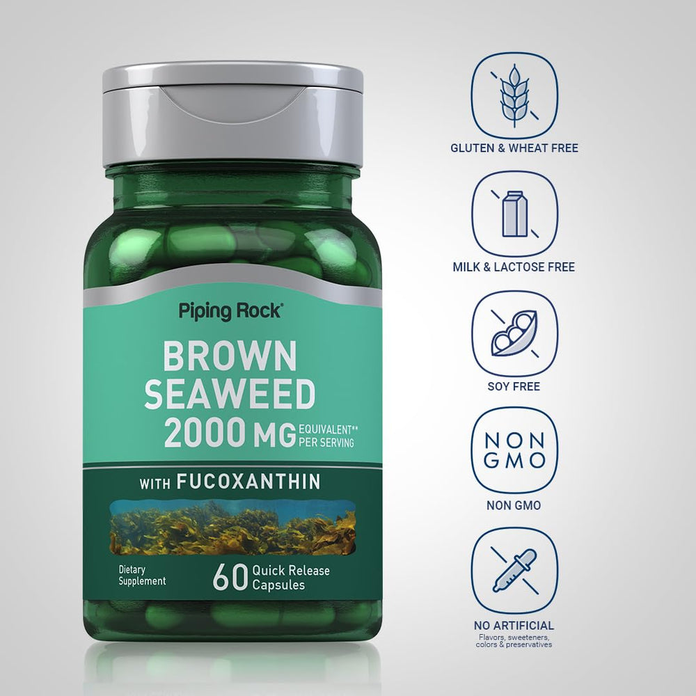 Piping Rock brown seaweed capsules label with fucoxanthin extract