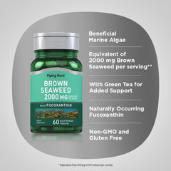 Green tea and brown seaweed capsules arranged together