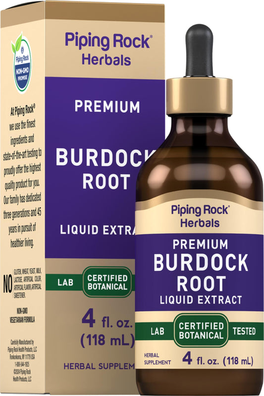 Front view of Piping Rock Burdock Root Tincture 4 oz bottle