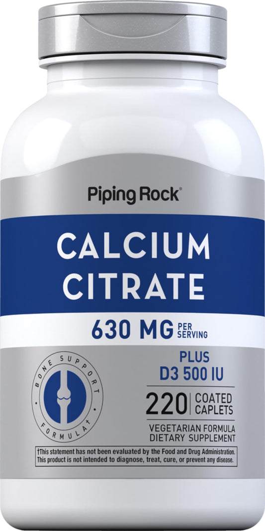 Piping Rock bottle front view showing caplets and benefits