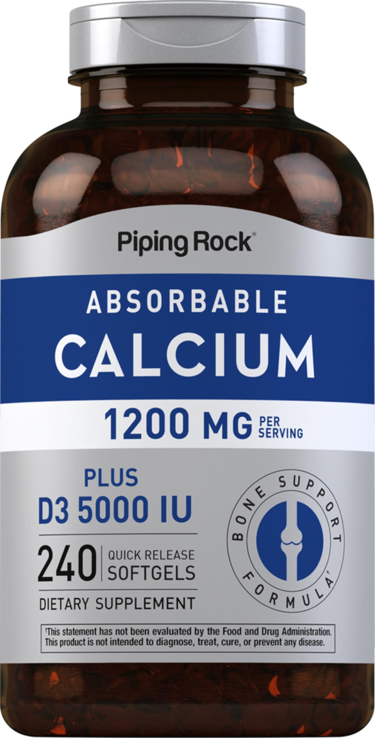 Piping Rock front bottle view showing label and quantity, clear supply benefit
