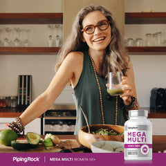 Piping Rock open bottle with caplets visible for easy daily access