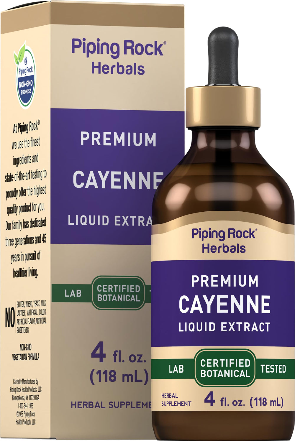 Piping Rock Cayenne Pepper Drops bottle front with 4 oz size