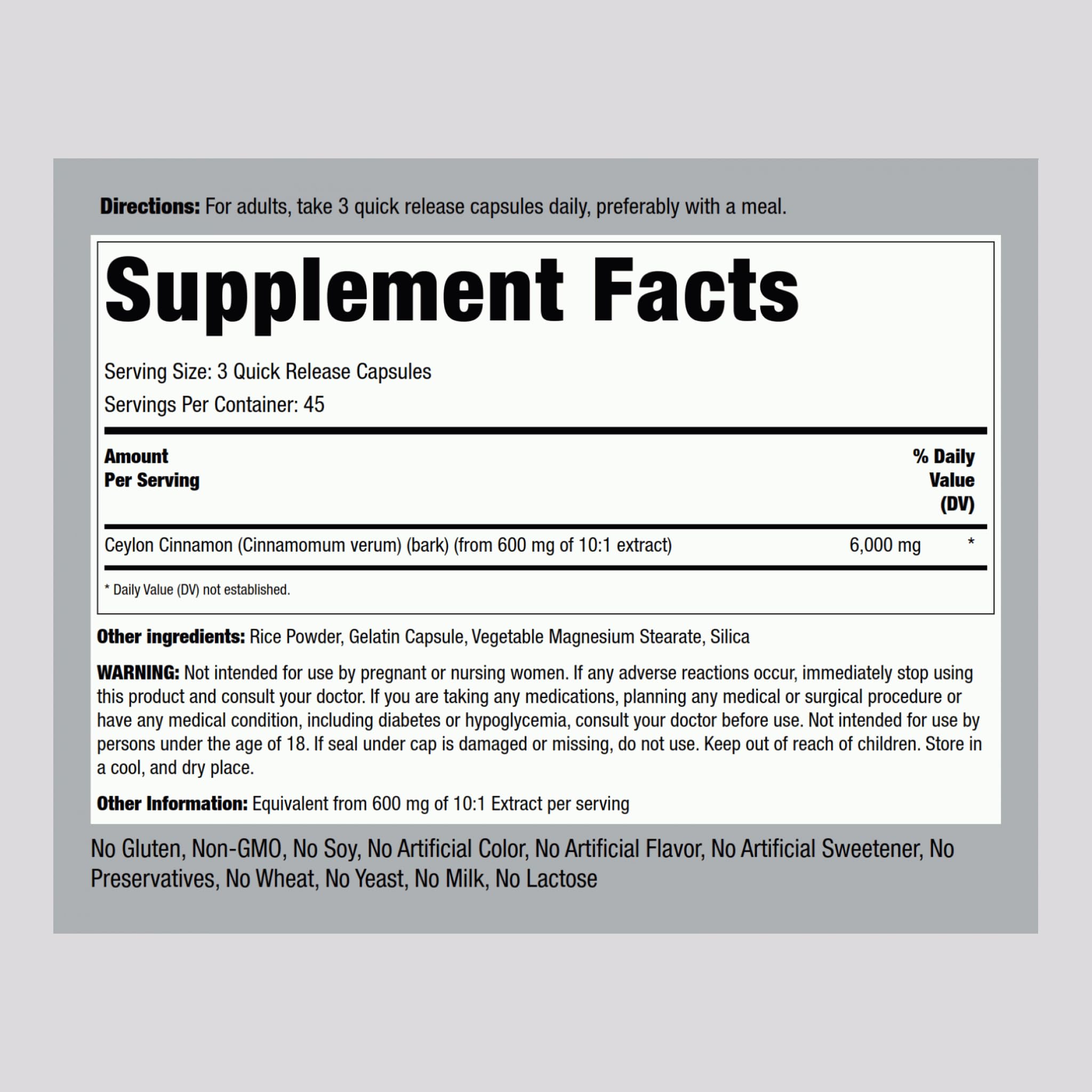 135 powder capsules bottle label