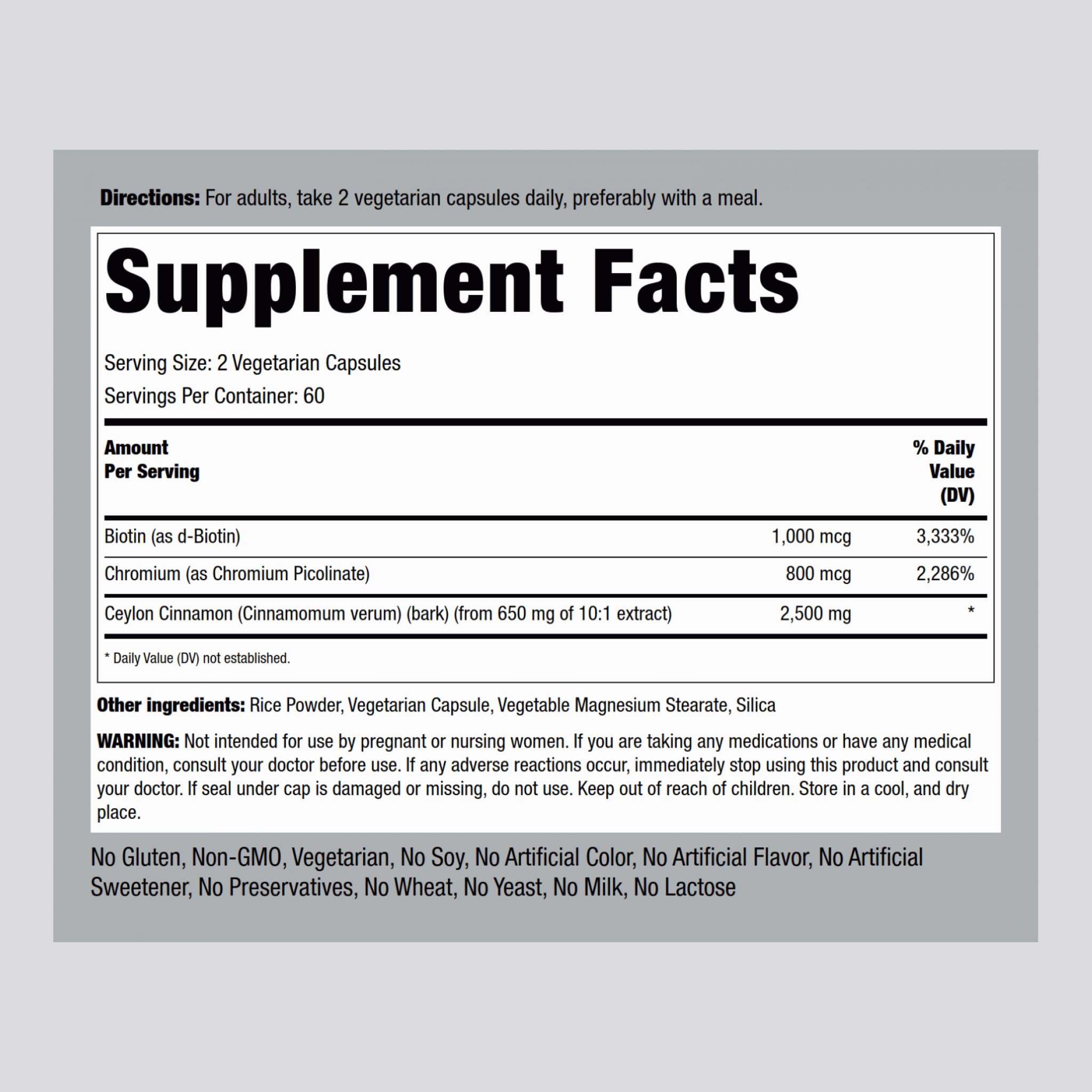 Bottle and packaging of Piping Rock Cinnamon Capsules 120-count
