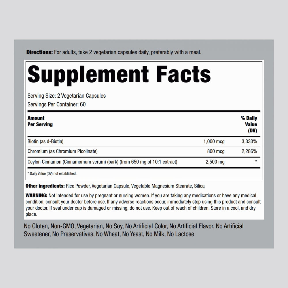 Bottle and packaging of Piping Rock Cinnamon Capsules 120-count