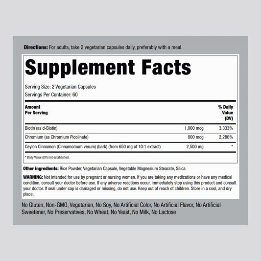 Bottle and packaging of Piping Rock Cinnamon Capsules 120-count