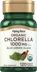 Piping Rock bottle front view showing chlorella tablets and label clarity