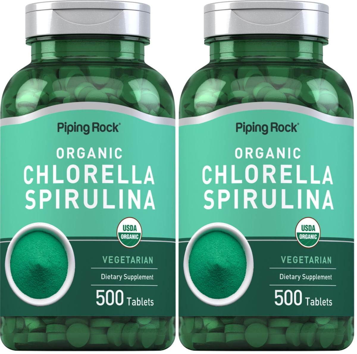 Piping Rock Chlorella Spirulina Organic 500 Tablets hero image