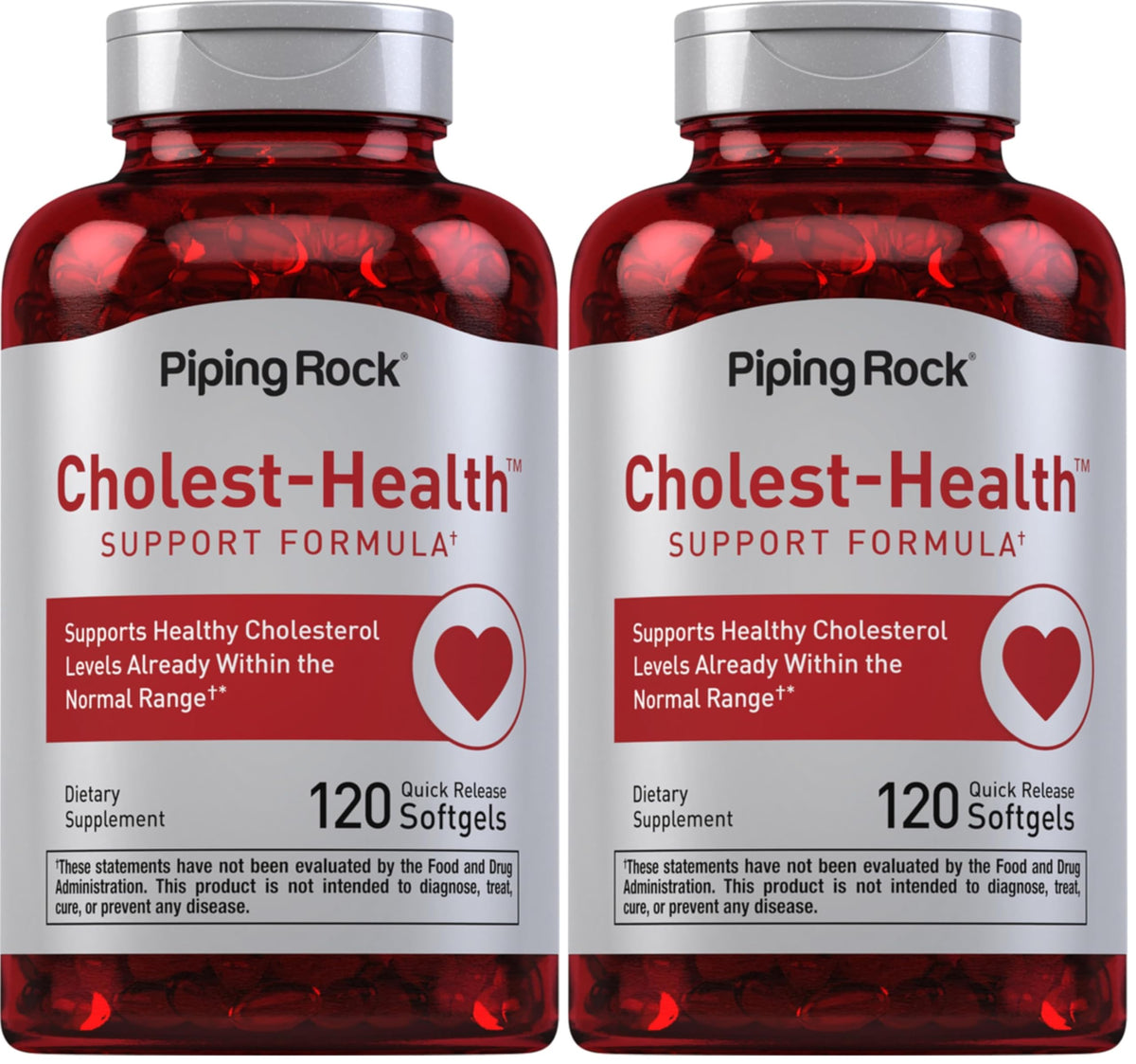 Piping Rock Cholesterol Health Supplement bottle with 120 softgels and Plant Sterols