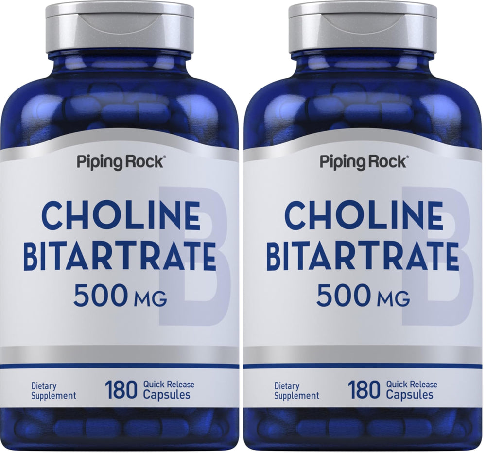 Front view of Piping Rock Choline Bitartrate 500mg bottle