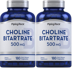 Front view of Piping Rock Choline Bitartrate 500mg bottle