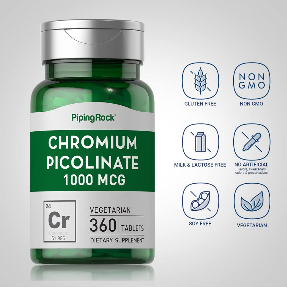 Supplement facts panel with chromium picolinate 1000mcg