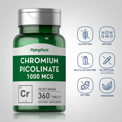 Supplement facts panel with chromium picolinate 1000mcg