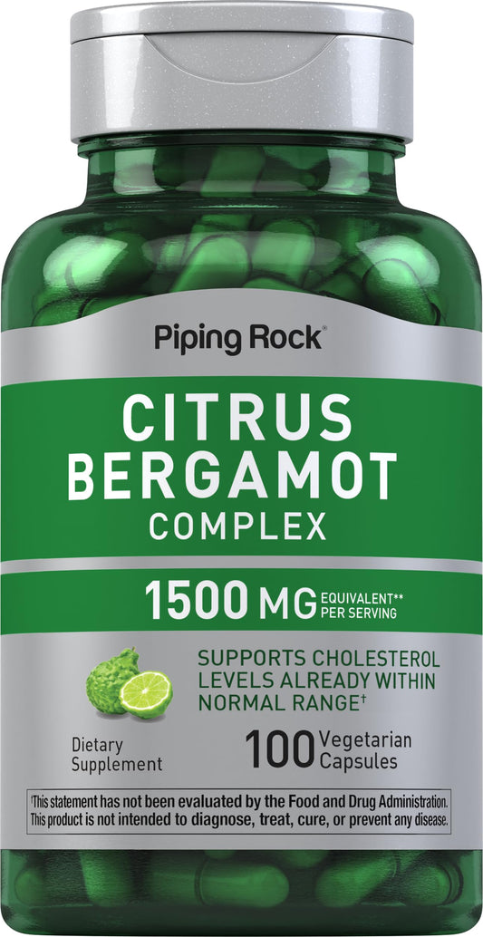 Piping Rock Citrus Bergamot Extract 1500mg bottle with 100 capsules
