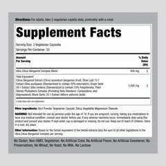Close-up of Citrus Bergamot Extract label