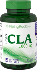 Piping Rock CLA bottle front label showing count and 1000mg strength benefit