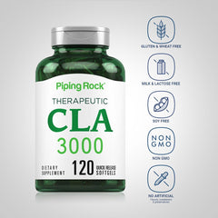 Piping Rock softgel cutaway revealing safflower oil blend and concentrated CLA contents