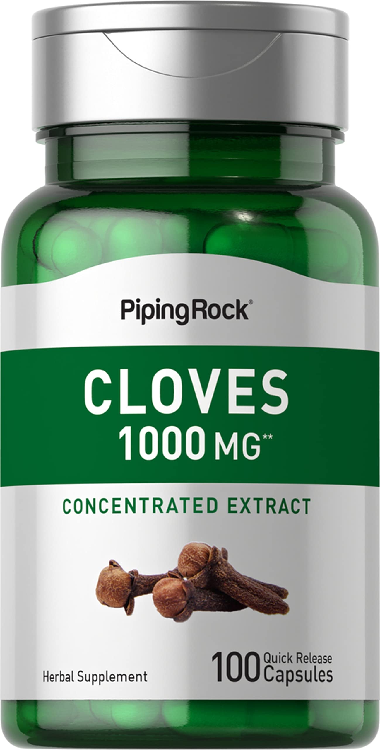 Piping Rock front bottle view showing label and 100-count convenience