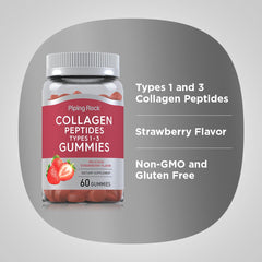 Hand holding a Piping Rock collagen gummy showing serving size and easy portability