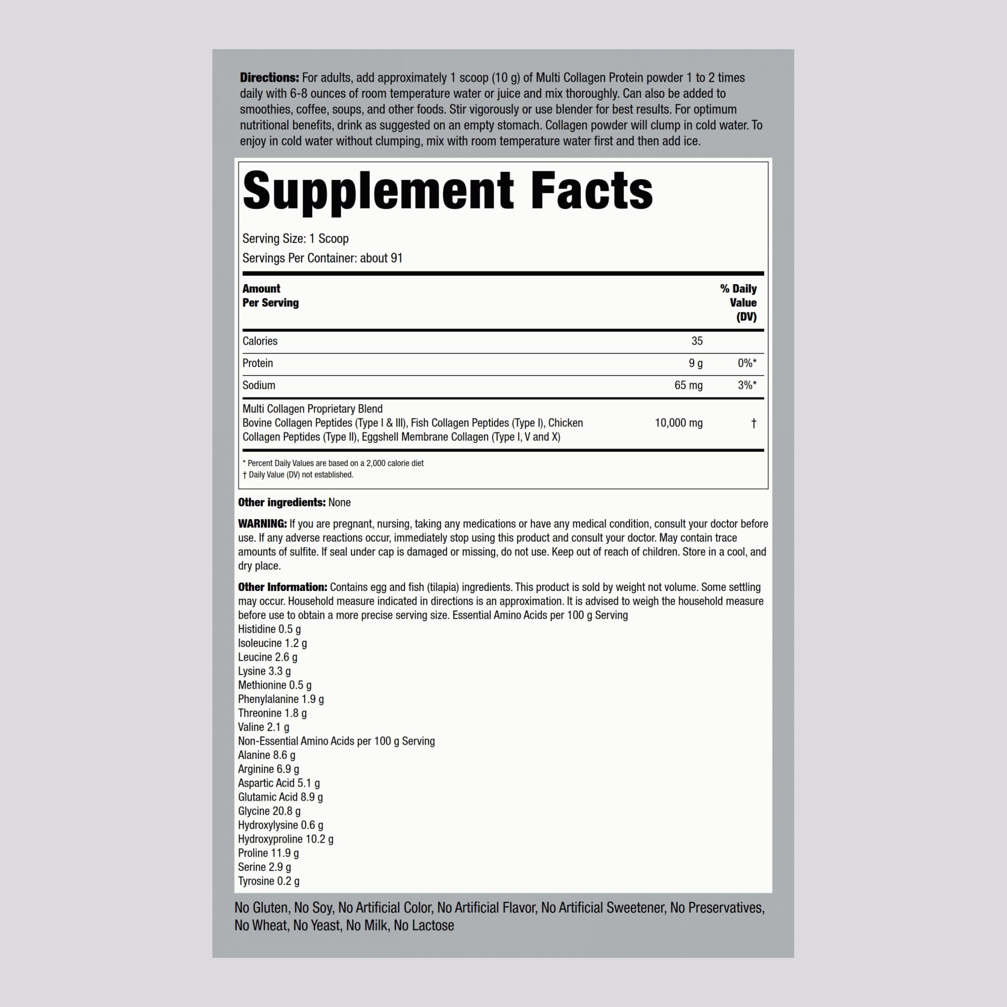 Piping Rock powder on a scoop highlighting one-scoop serving convenience and dosage benefit